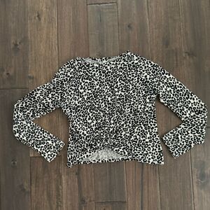 Nordstrom Black and White Cheetah Print Knot Top Girls L 10/12